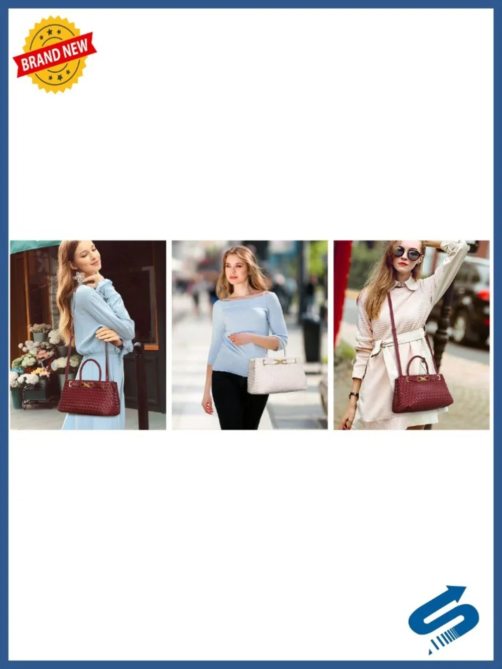 Woven Tote Handbag Women Vegan Leather Shoulder Crossbody Top Handle Purse